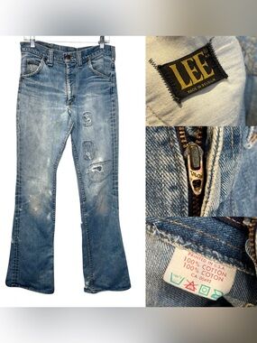 Vintage 80s Lee Riders Jeans Mens 32/34 Distressed Thrashed Talon 42 Belgium